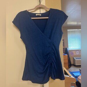 Max Studio Deep Blue Ruched Blouse